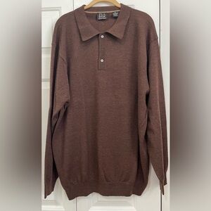 Jos A Bank Signature Collection Polo Men’s  100% Silk Sweater Brown XXL